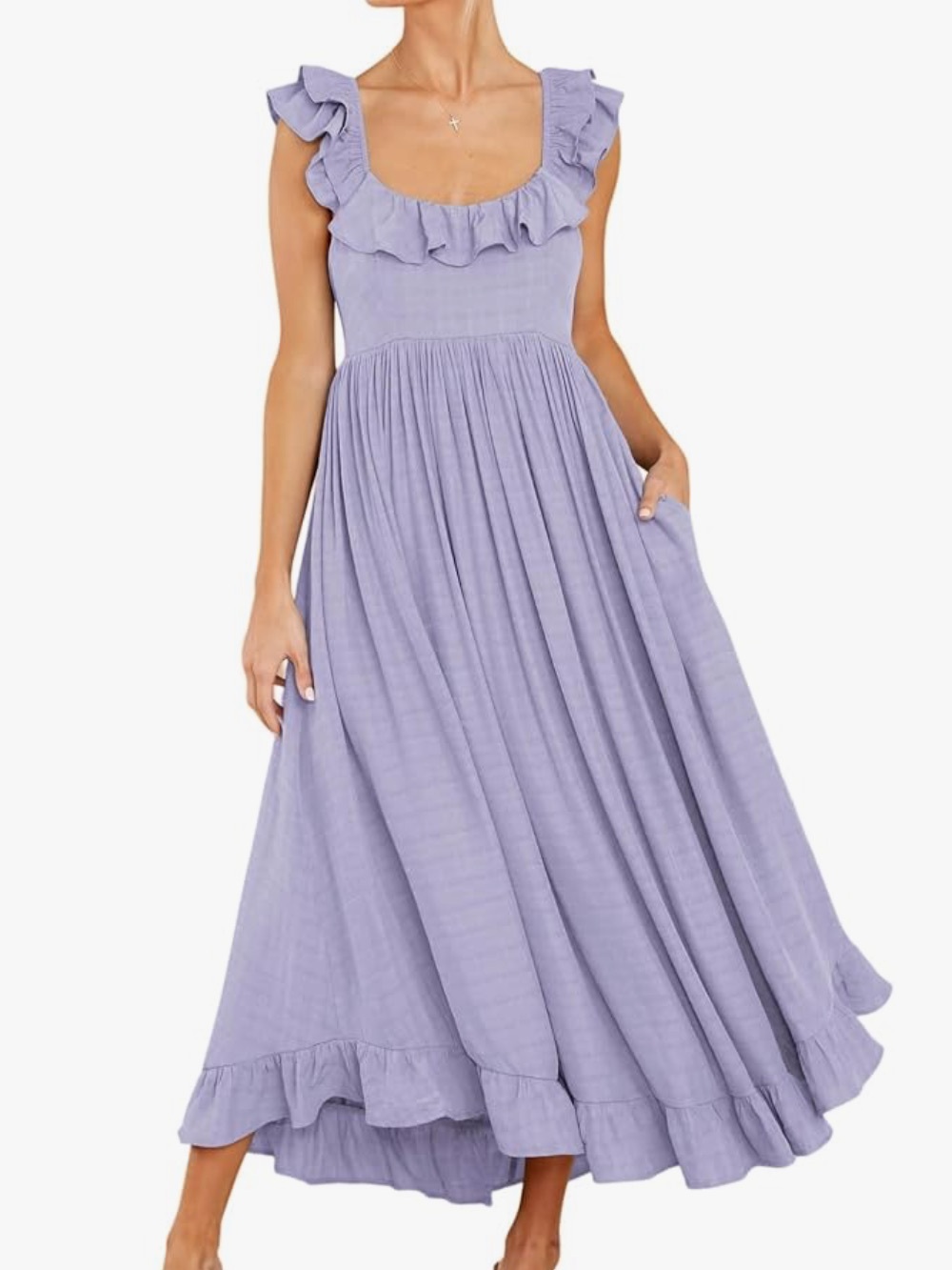 Lilac Ruffle Maxi Dress